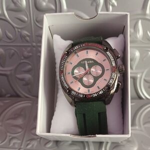 Strada Gold Dial with Green Strap Watch